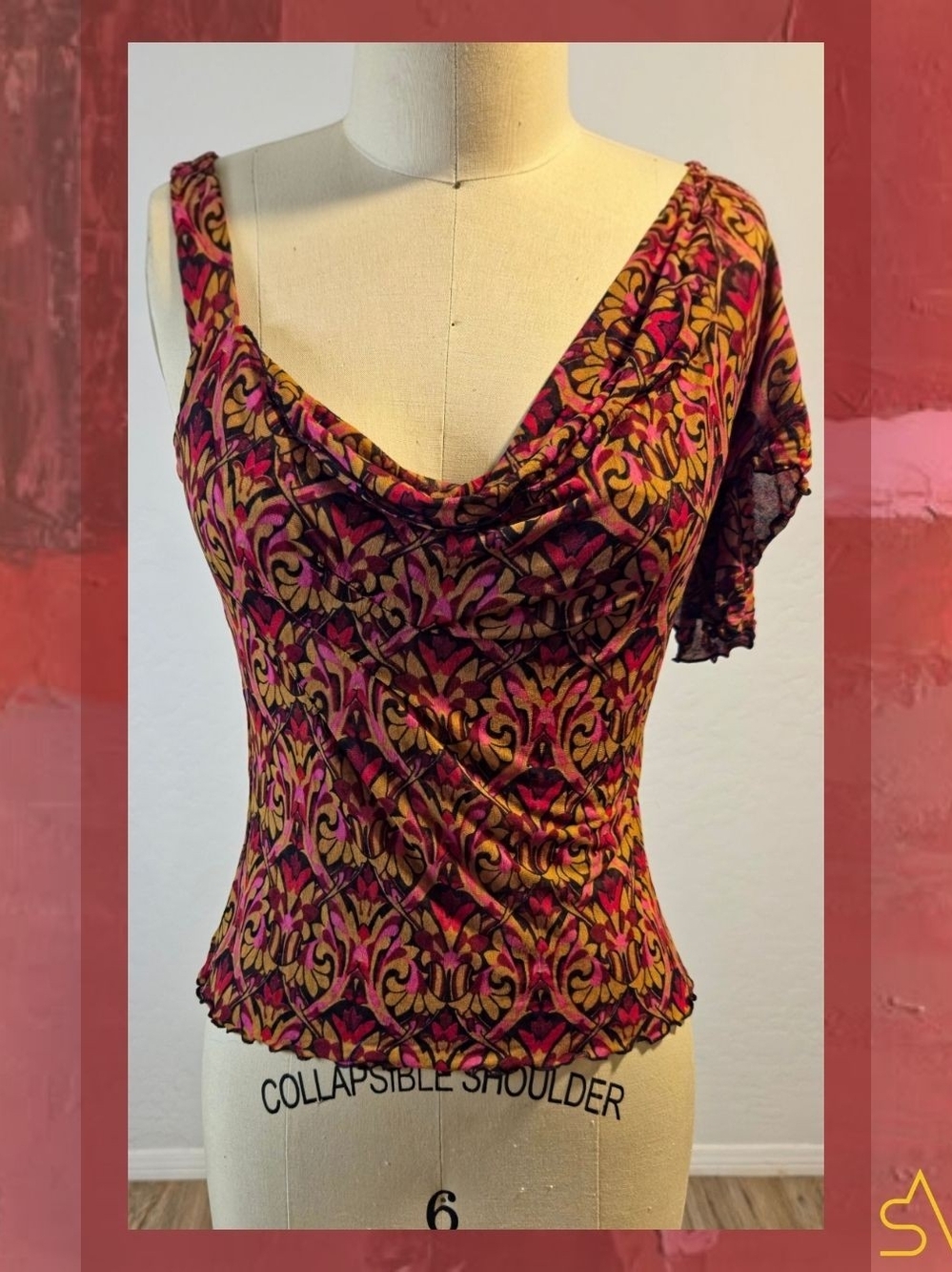 Diane von Furstenberg Y2K 'Niantic' Baroquecore Chic Silk Draped Top Size M